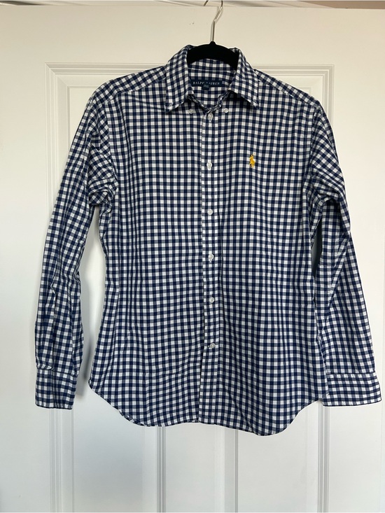 Ralph Lauren Tops - Ralph Lauren Navy and White Gingham Button-Up Shirt